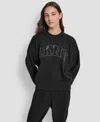 Dkny Women's Exploded Rhinestone Varsity Logo Sweatshirt In Black