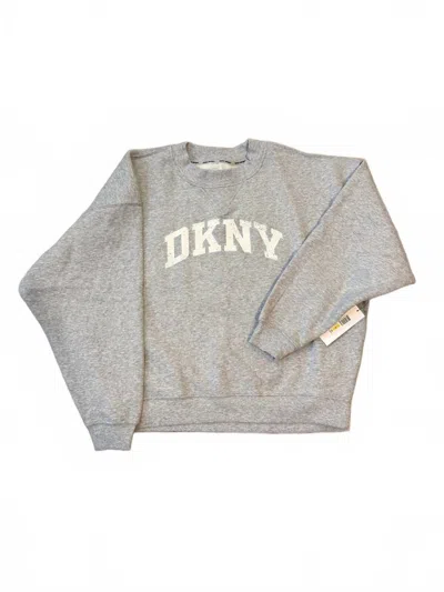 Dkny Women's Exploded Rhinestone Varsity Logo Sweatshirt In Grey In Gray