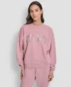 Dkny Women's Exploded Rhinestone Varsity Logo Sweatshirt In Pink