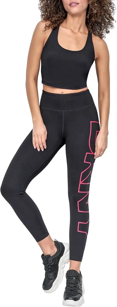 Dkny Women's Exploded-logo Stretch 7/8 Leggings In Black