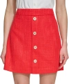 DKNY WOMEN'S FAUX-BUTTON-FRONT TWEED MINI SKIRT