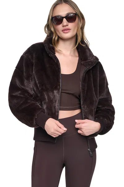 Dkny Women's Faux Fur Bomber In Brown