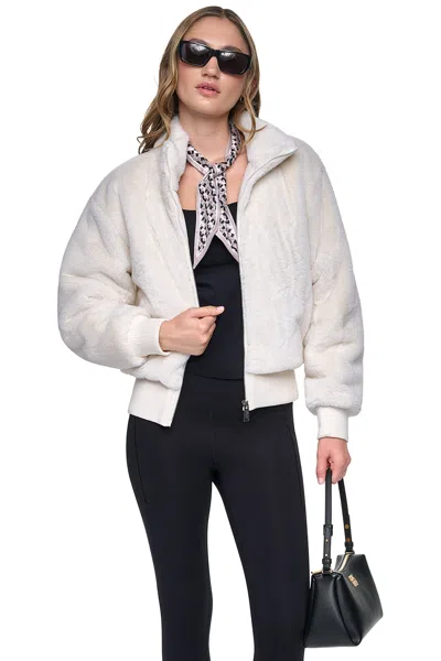 Dkny Women's Faux Fur Bomber In White