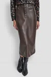 Dkny Women's Faux Leather Midi Column Skirt In Brown