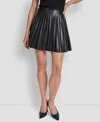 Dkny Women's Faux-leather Pleated Mini Skirt In Black