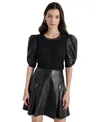Dkny Mixed Media Rib Top In Black