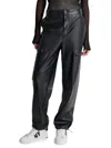 Dkny Women's Faux Leather Straight-leg Cargo Pants In Black