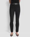 Dkny Faux Leather Trim Skinny Pants In Black