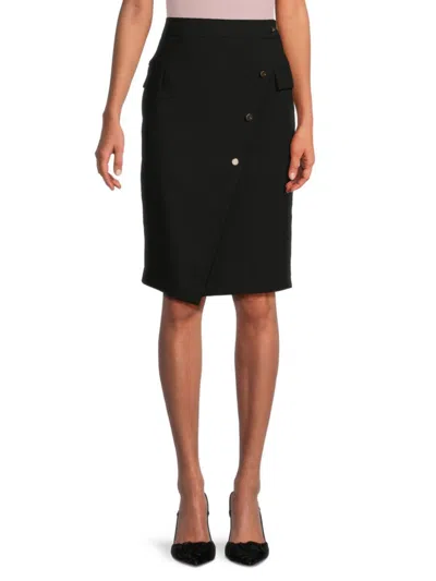 Dkny Women's Faux Wrap Skirt In Black