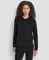 Dkny Feather Yarn Hooded Sweater In Black