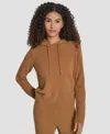 Dkny Feather Yarn Hooded Sweater In Brown