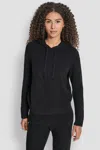 Dkny Feather Yarn Hooded Sweater In Black