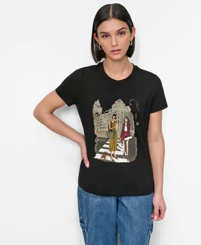 Dkny 5th Avenue Graphic T-shirt In Black