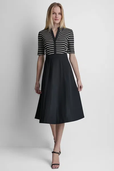 Dkny Women's Fit & Flare Midi Shirt Dress In Multi