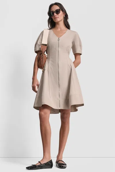 Dkny Women's Fit And Flare V-neck Dress In Brown