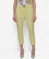 Dkny Womens One Button Topper Printed Sleeveless Collared Blouse Flat Front Straight Leg Ankle Pants In Light Lemon