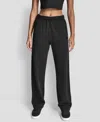 Dkny Women's Flocked Logo Boyfriend Open Leg Pants In Black