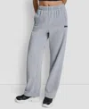 Dkny Women's Flocked Logo Boyfriend Open Leg Pants In Gray