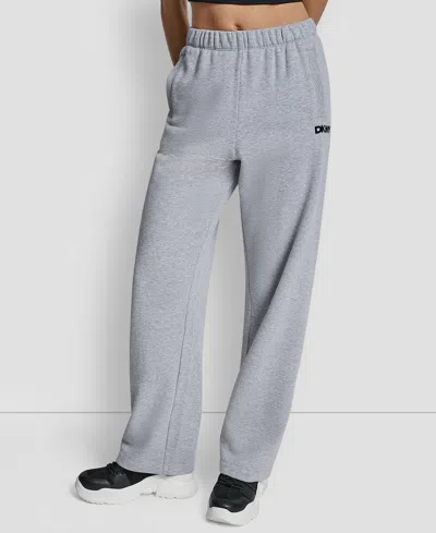 Dkny Women's Flocked Logo Boyfriend Open Leg Pants In Gray