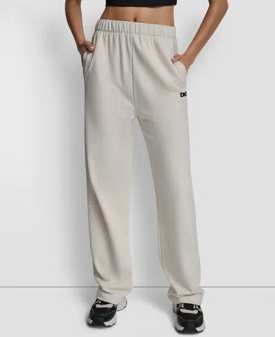 Dkny Women's Flocked Logo Boyfriend Open Leg Pants In Neutral