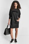 Dkny Women's Flocked Logo Shift Sneaker Dress In Black