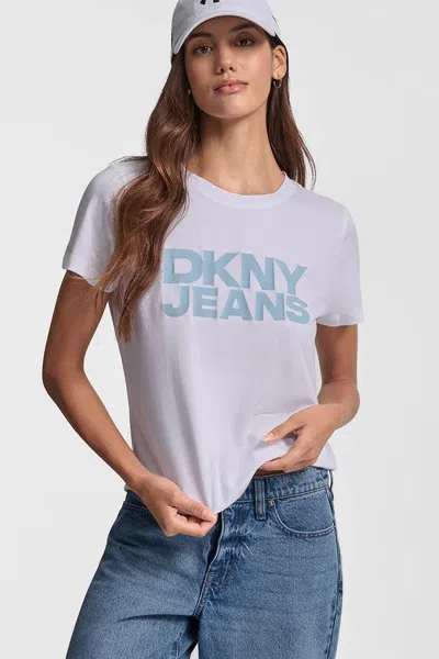 Dkny Women's Flocked Logo T-shirt In Pink