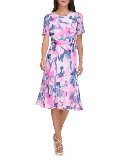 Dkny Women's Floral Chiffon Midi Dress
