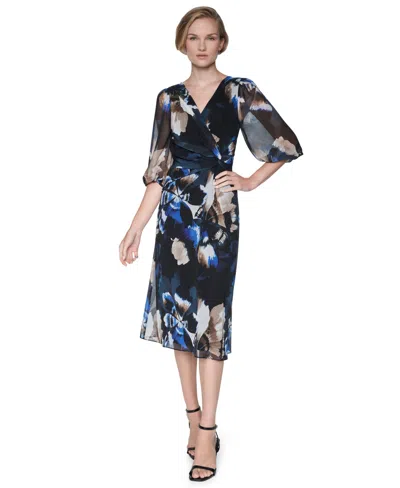 Dkny Women's Floral Chiffon Midi Dress In Multi
