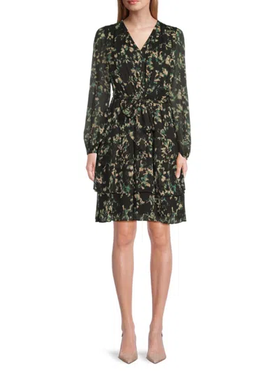 Dkny Women's Floral Chiffon Ruffle Minidress In Multi