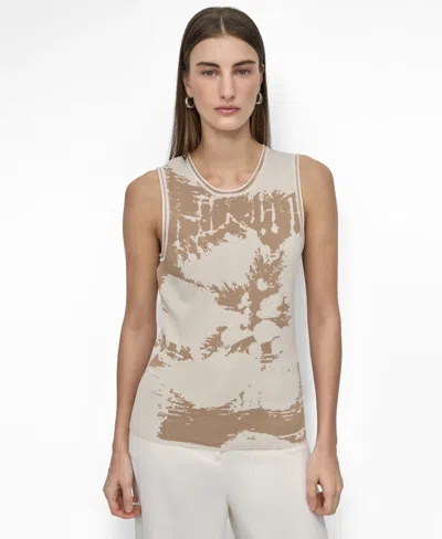 Dkny Women's Floral-look Knit Tank Top In Nude