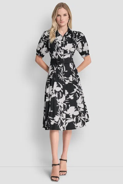 Dkny Women's Floral Print Midi Shirt Dress In Multi