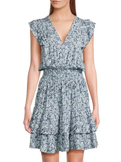 Dkny Women's Floral Ruffled Rayon Minidress In Multi