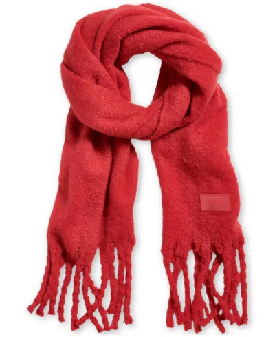 Dkny Women's Fluffy Solid Fringe-trim Blanket Scarf In Russet