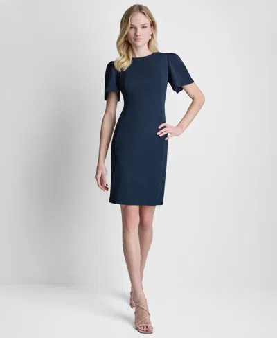 Dkny Women's Flutter Short-sleeve Sheath Dress In Blue