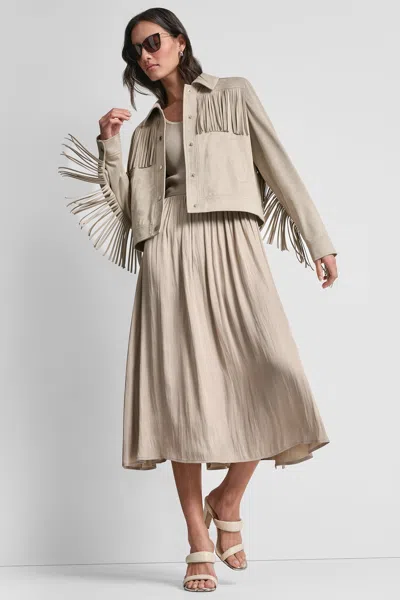 Dkny Women's Fringe Suede Jacket In Brown