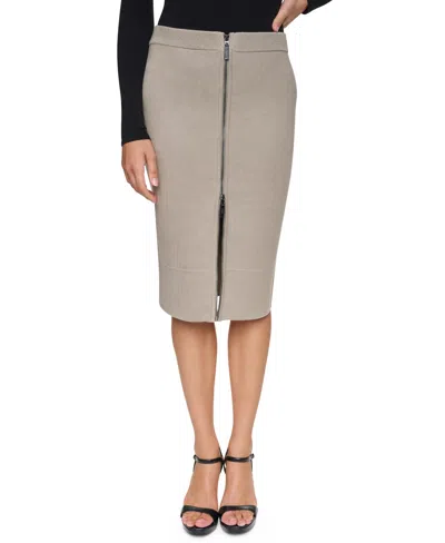 Dkny Women's Front Pocket Essentials Pencil Midi High-waisted Skirt In Gray