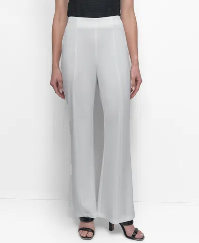 Dkny Women's Front-seam Pull-on Trousers In Pebble