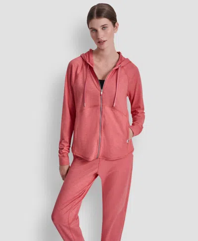 Dkny Women's Full-zip Long-sleeve Hoodie In Pink