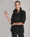 Dkny Women's Full-zip Varsity Logo Top In Black
