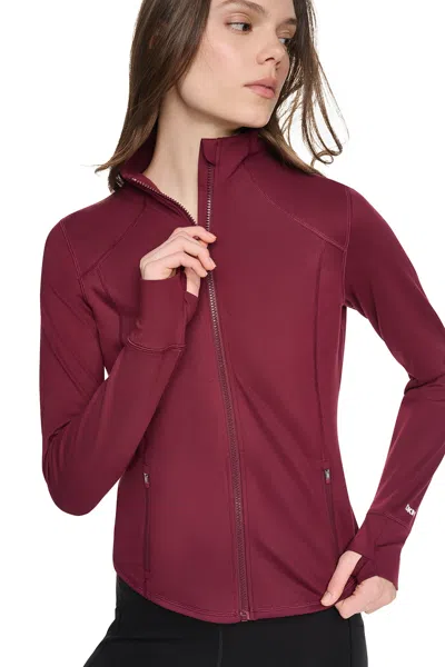 Dkny Women's Funnel Neck Full Zip Jacket In Burgundy