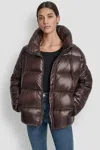 Dkny Women's Funnel-neck Lightweight Puffer Jacket In Brown