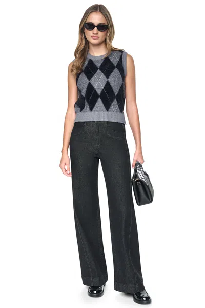 Dkny Women's Fuzzy Argyle Sweater Vest In Gray