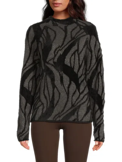 Dkny Women's Fuzzy Printed Sweater In Gray