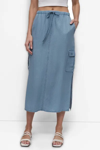 Dkny Women's Garment Dye Tie Waist Cargo Skirt In Blue