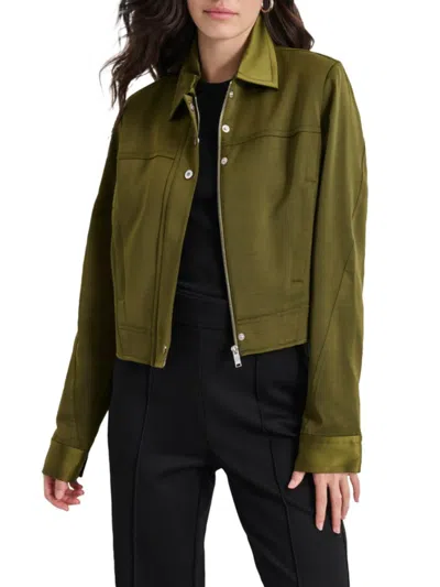 Dkny Women's Glazed Trucker Jacket In Green