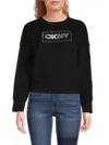 Dkny Women's Glitter Logo Graphic Sweatshirt In Black