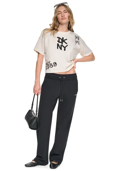 Dkny Women's Graffiti Rhinestone Logo T-shirt In Multi