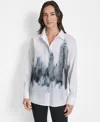 Dkny City Skyline Cotton Button-up Shirt In White