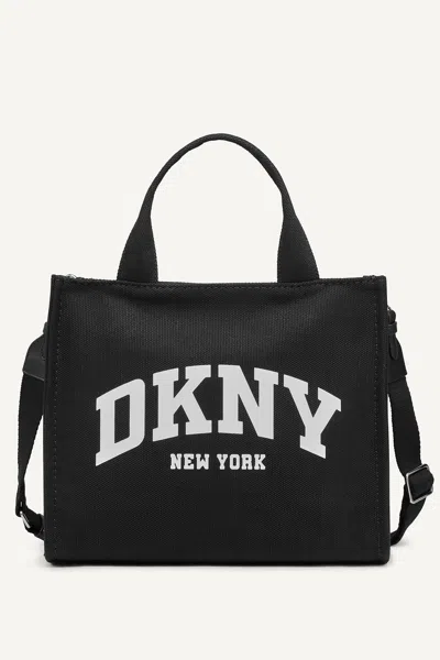 Dkny Women's Hadlee Canvas Medium Logo Tote In Black/silver