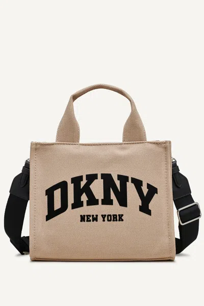Dkny Women's Hadlee Canvas Small Logo Tote In Light City Khaki/ Black
